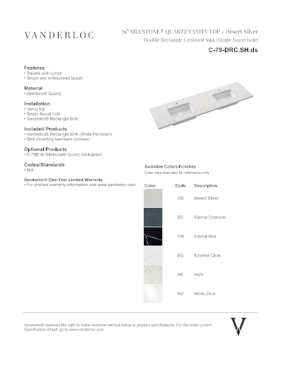 79" DRC Countertop Specifications